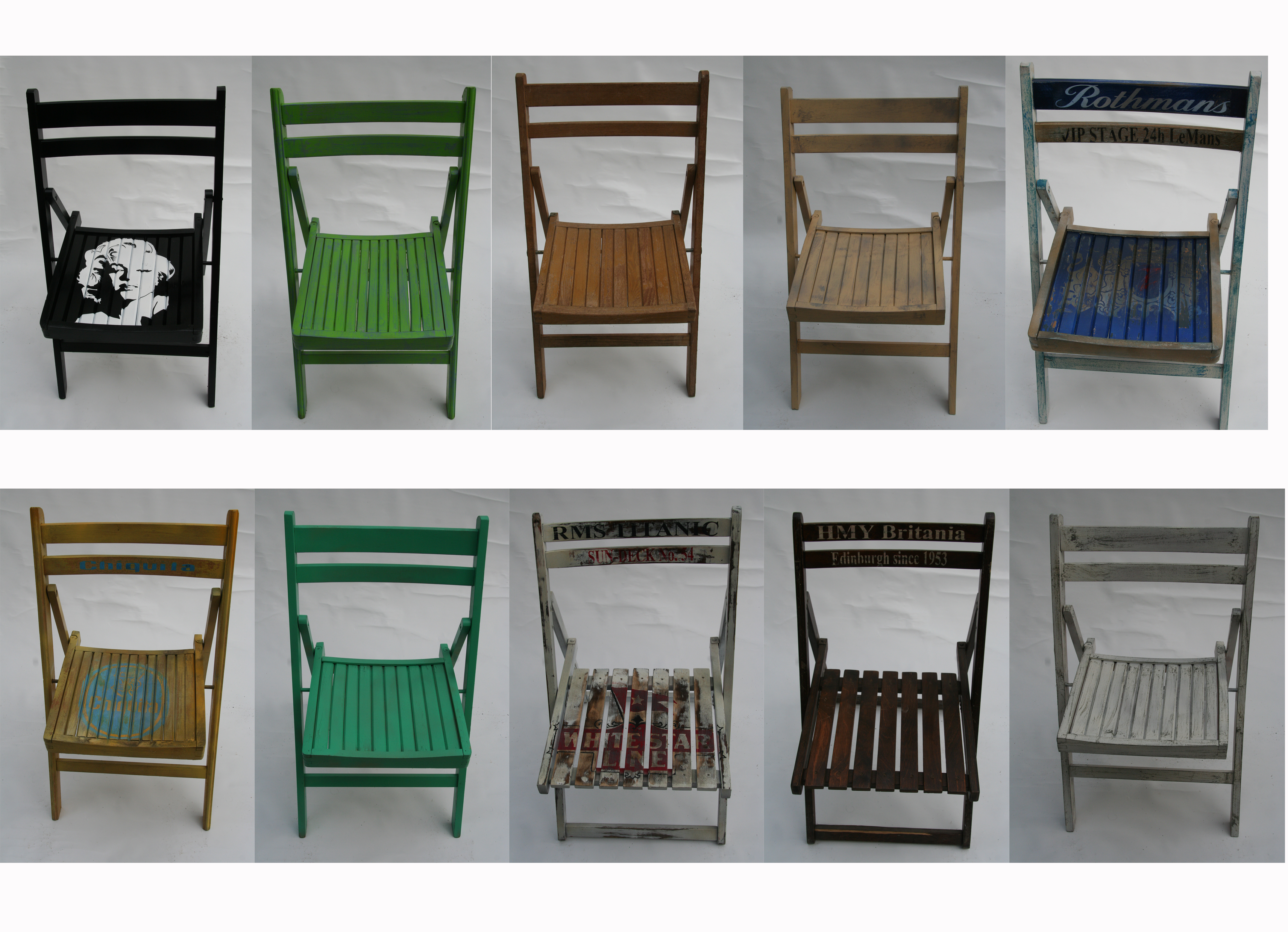 Shabby Chic Klappstuhl - Set (bunt) 